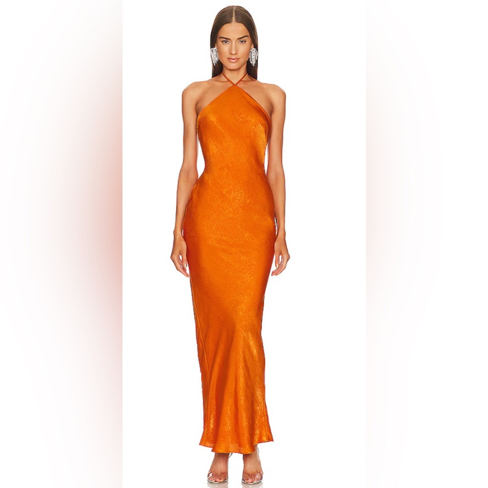 revolve michael costello orange maxi dress